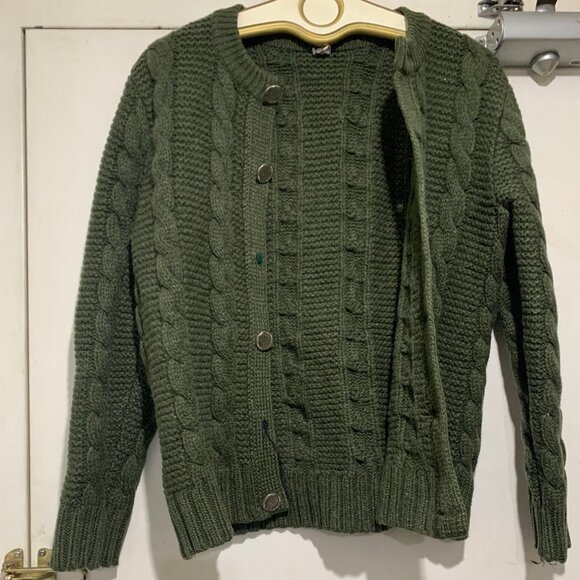 VINTAGE HEAVYWEIGHT CABLE KNIT SWEATER CARDIGANS SIZE M - Picture 1 of 12
